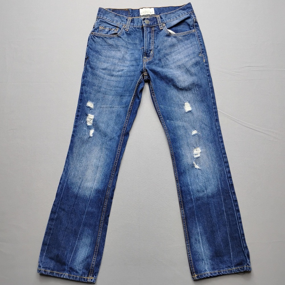 Aeropostale Driggs Slim Bootcut Jeans Mens 29x30 Distressed Blue Denim